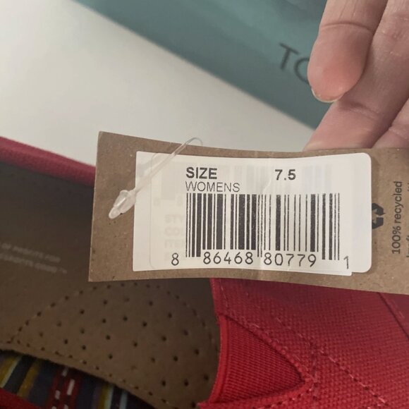 NEW!! Toms Women's Alpargata Classic Red Canvas Shoes Size 7.5 - Picture 4 of 6